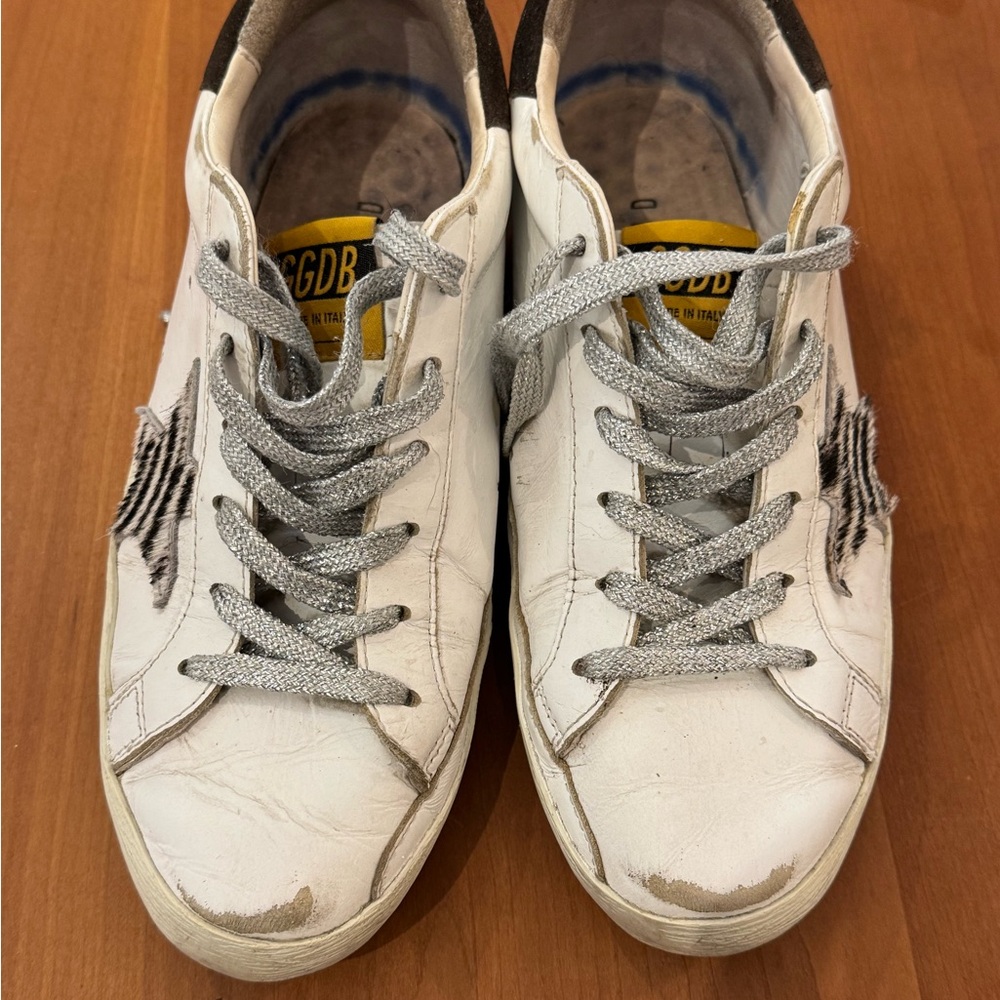 Golden Goose Women's Superstar White Leather /Suede Heels/ Zebra Stars/ Sz.38 - Picture 3 of 13
